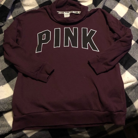 VS PINK Oversized Burgundy Cowl Neck Sweatshirt Sweater Sz XS S M L - Picture 2 of 4